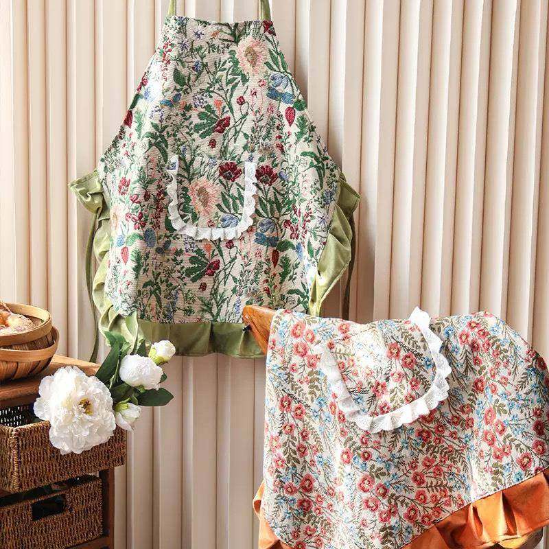 公裙主围裙女高值家用厨房做ZJH饭挂脖围网花颜卉蕾丝边工作服罩,家庭/个人清洁工具,围裙套装,淘宝优惠券,粉丝福利购,淘宝优惠卷