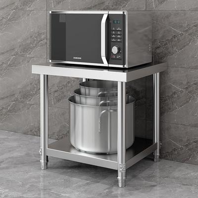 不锈钢作台加厚台切菜桌厨房饭店双层灶打荷洗碗机柜工垫高RBV架