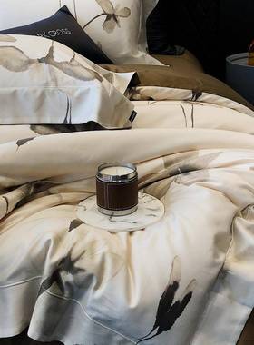 轻奢简约冬款加厚丝磨毛四件套轻奢花卉印秋奶花1被套FVF柔软.8m