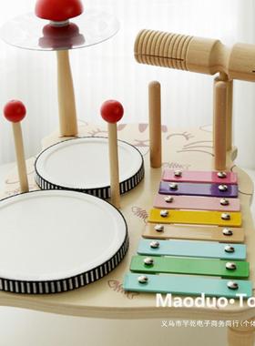 多启功木质架子鼓宝宝音乐台音乐早教打DDI鼓儿能童玩具蒙女男孩