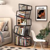 现代网红置架物创BER意铁异艺书架转角立式 落地简约书柜形客厅角