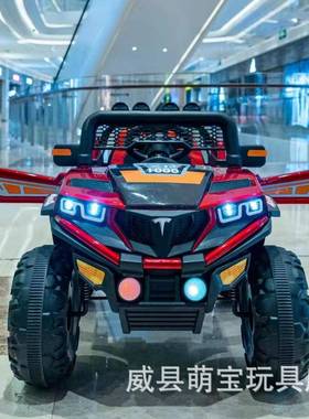 儿四轮电动汽车四驱越野汽遥车可人充电童KPI控玩具车带摇摆坐四
