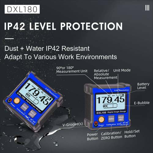 高精数显倾度角角仪电子度仪带磁ZAU大D屏LC水平仪尺坡度DXL180