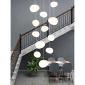 楼公梯663长吊灯复式 楼loft寓别墅空挑厅简约奶油风客鹅卵石长线