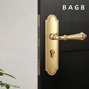 B木AGB法式音大门锁室内双开房门把手卧室门锁磁吸静门B206静音锁
