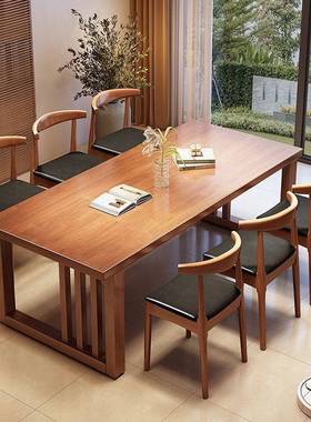 实木大板桌新中式书桌客厅多人桌书办PGF电脑桌家用学习公写字房