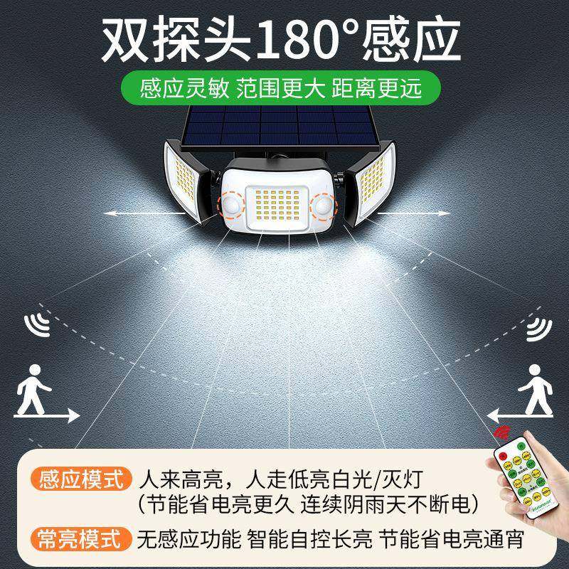 颖YL002-12朗太阳能感面应壁灯三发光户外庭家用门口超院亮寿命照