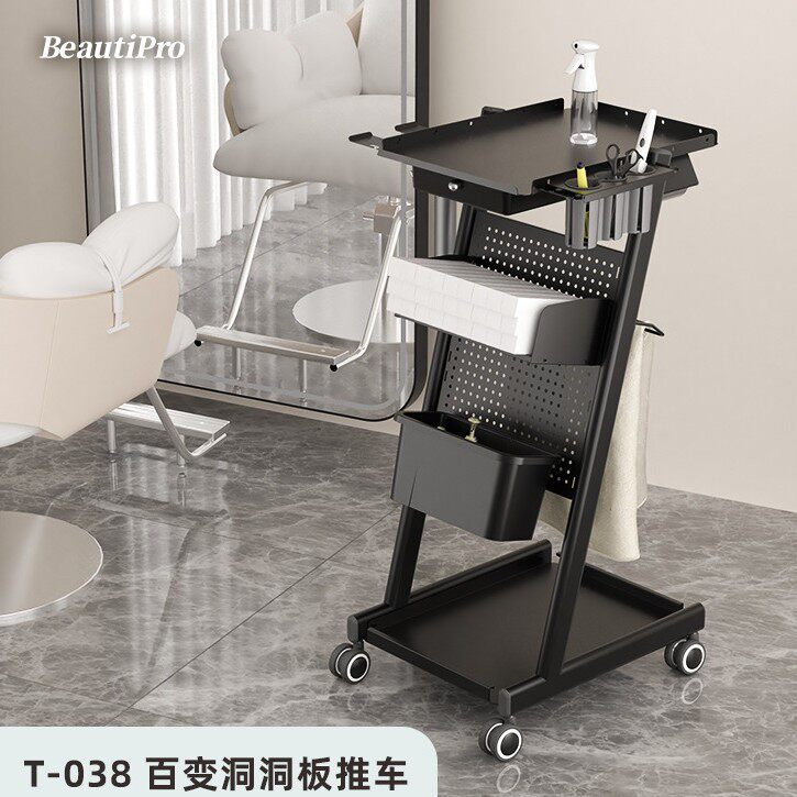 理发师工具车烫染推车发廊专用多功能洞洞板车工厂直销可移动