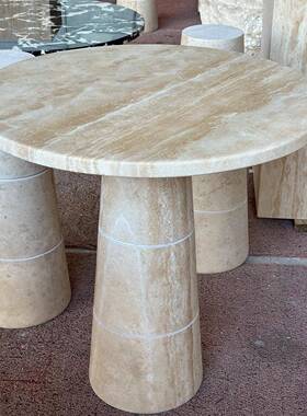 红色洞洞石茶几餐桌摆件RSL纳置物托盘底e座rd石收灰华raverttine