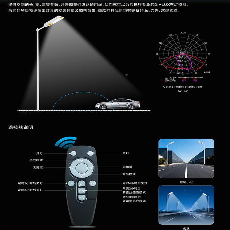WZ-2615新款一体化太能路市灯用政工程道路照阳明家感应LED庭院灯