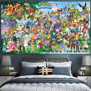 饰挂毯 精灵宝可梦口袋妖怪宠物小精灵Pokémon背景布挂布房间装