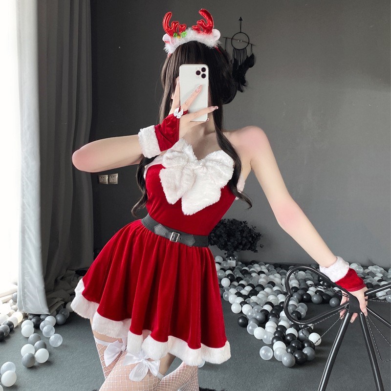 速发圣诞节主题兔郎酒吧夜场演圣服麋感红色出节性鹿装pl