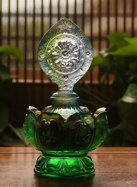 速发古法琉璃佛家八宝之一法轮藏传密宗法器金轮琥珀大号法轮桌面