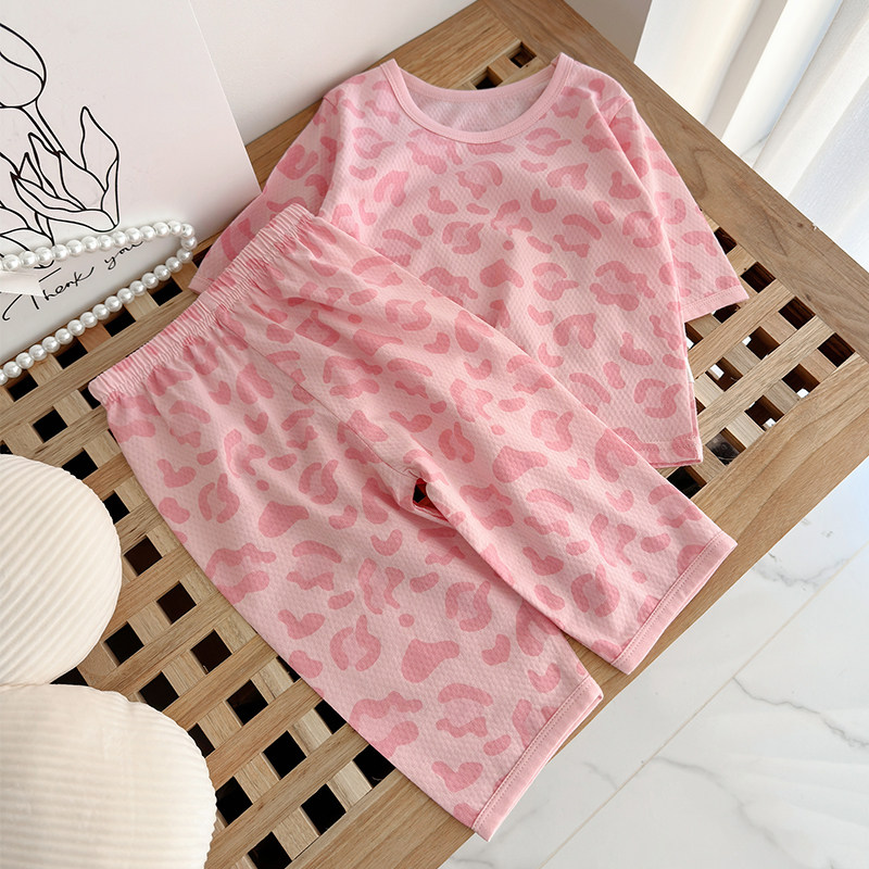 儿童春夏空调服套装男童女童纯棉薄款长袖睡衣裤R宝宝家居服两件