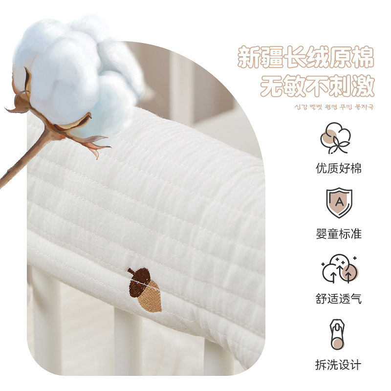 儿童木围栏软包婴儿床护栏包边宝宝床拼接床防R撞条床围可机洗A类