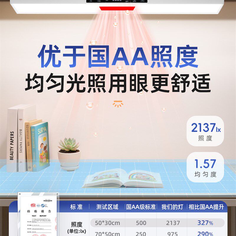 壁挂式长条儿童护眼学习专A用全光谱桌路灯柜板夹式阅读灯