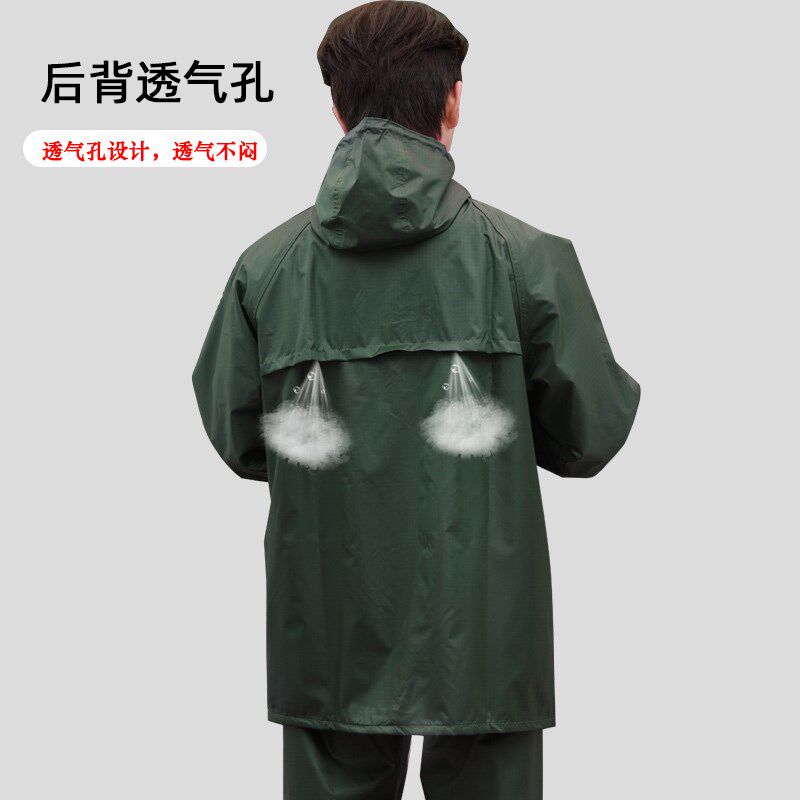 户外军绿抢险救援两件式雨衣雨裤套装F执勤防刮军迷制式劳保雨衣