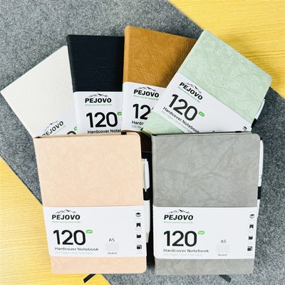 线上167元!120ng加厚硬皮封面简约商务办公笔记本A5无酸纸记事本