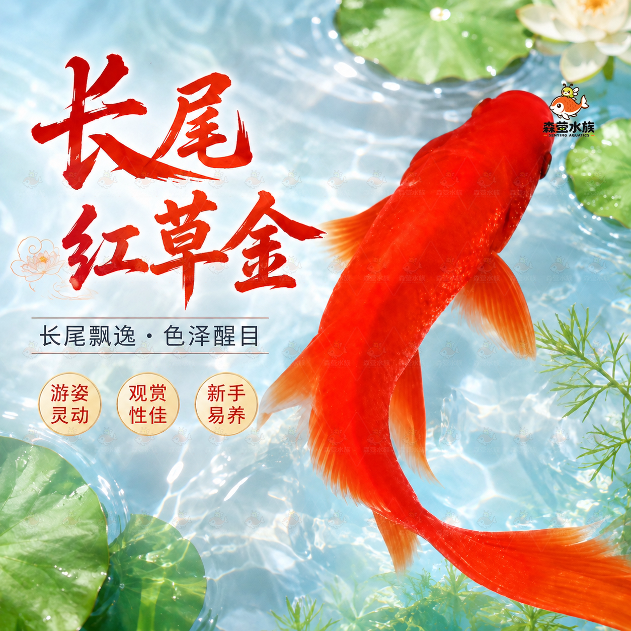 草金鱼活鱼观赏鱼锦鲤鱼苗长尾大红草金好养耐活自来水可养冷水鱼