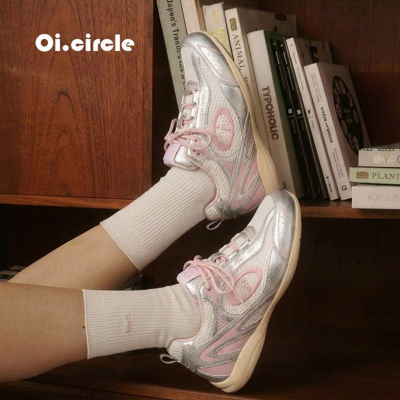 OICIRCLE【增高6cm】原创设计夏季新款美式复古赛车德训鞋女网面
