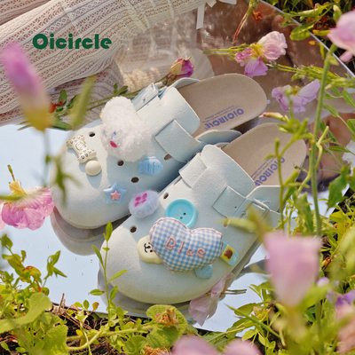 OICIRCLE冰岛蓝洞洞鞋勃肯半拖鞋女鞋外穿拖鞋洞洞鞋diy鞋花