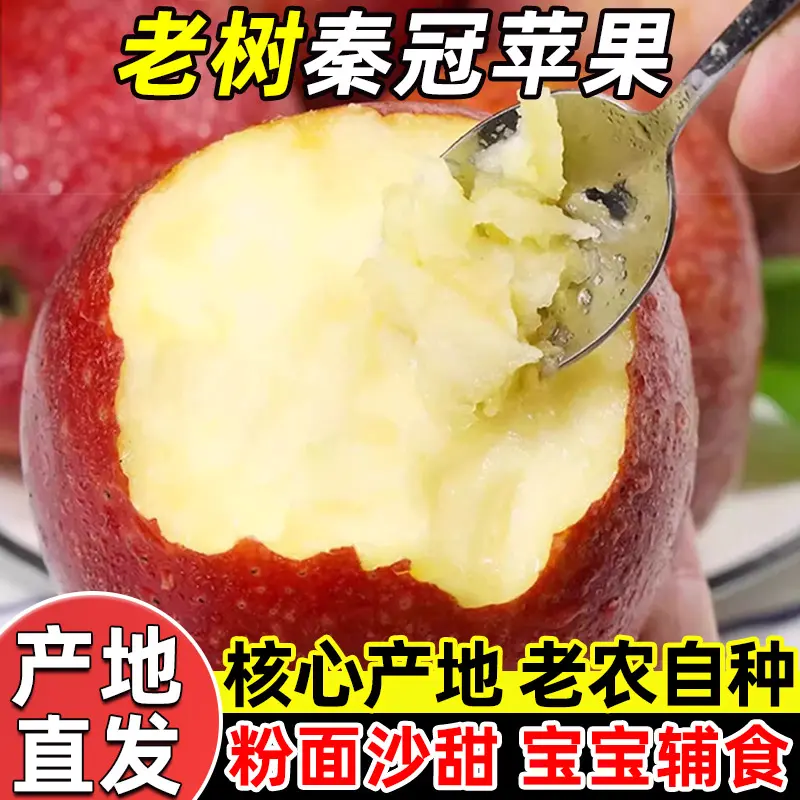 【新品】陕西秦冠苹果粉面沙甜新鲜可刮泥水果宝宝辅食老人当季y