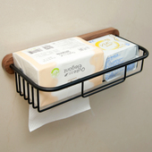 胡桃木免打孔简约纸巾架化妆室纸巾收纳盒厕所壁挂实木卷筒卫生纸