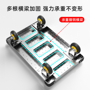 钢板折叠小推车手推车拉货搬运车平板车家用便携拖车Y小拉车手拉