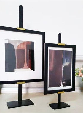 北欧轻奢创意金j属画架摆件客厅样板房画画室玄关桌面书房家居饰