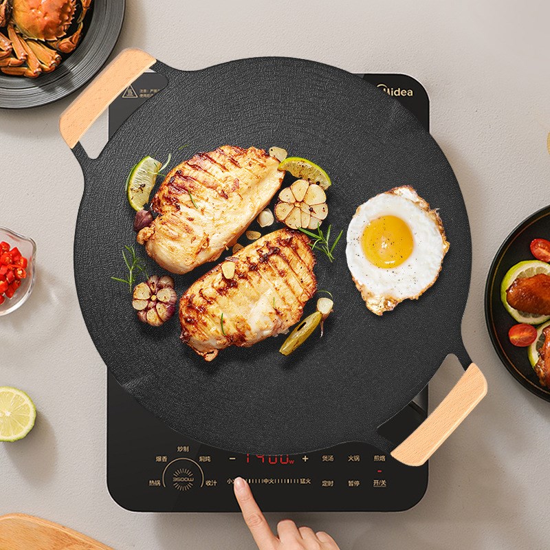 户外露营便携烤肉盘韩式烤盘不粘烧烤盘家用卡式炉电磁炉煎蛋盘