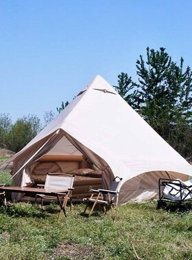 充气蒙古包帐篷户外防风防暴雨速开营地帐篷双开门印第安棉布帐篷