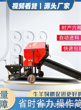 饲料场牧草打捆机青鲜饲草保存打包机自动进料自动打包自动包膜机