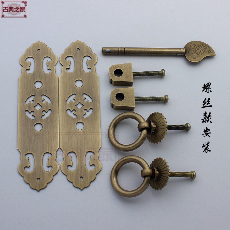 纯铜拉手中式家h具柜门铜条拉手橱柜书柜拉环把手仿古柜门铜拉手