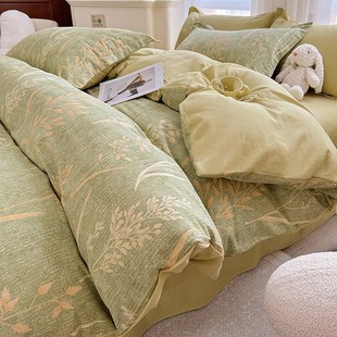 简约全棉磨毛被套单件加厚100%纯棉被罩单人学生1.5m1.8米150x200