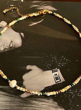 多巴胺米珠珍珠圆柱串珠项链时尚气质小众锁骨链个性百搭颈链女