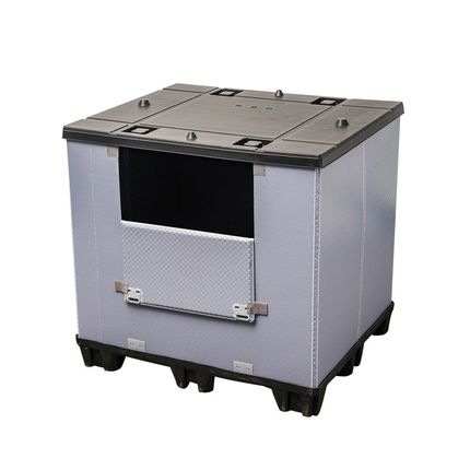 汽车围板箱厂家1150*985塑料包装承重强侧开门大围板箱吹塑围板箱