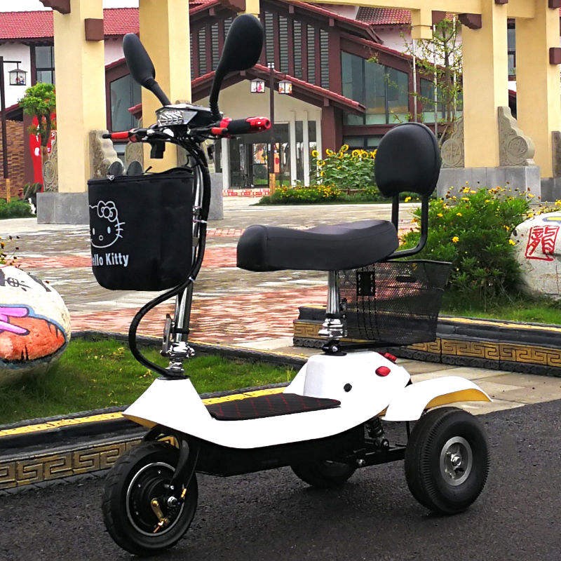电动三轮车e女家用小型接送孩子双人座轻便折叠迷你成人代步电动