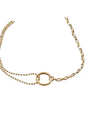 个性双层小众项链时尚几何圆圈可调节颈链创意不对称锁骨链女1573