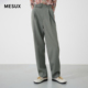 长裤 裤 MKSUQ417 西装 MESUX米岫仿麻腰带可脱卸压褶收口修身
