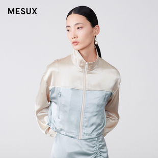 立领拼色休闲外套MKSUH203 舒适修身 MESUX米岫 日本进口面料