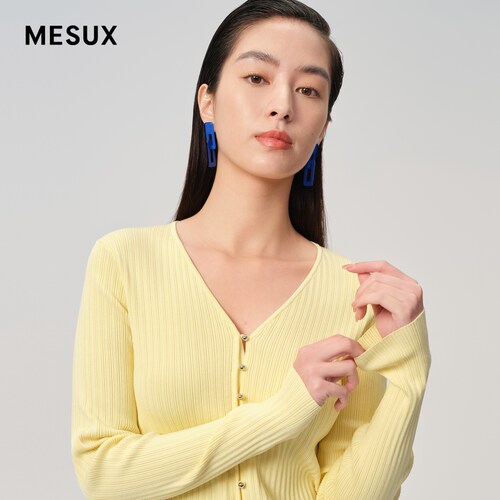MESUX米岫女装女装V领针织开衫女修身上衣小个子MLSUE505