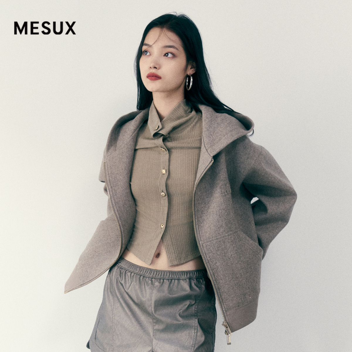 MESUX米岫新品【进口面料】休闲廓形双面呢大衣外套MMWUI106