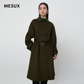 MESUX米岫冬季 新款 衣设计翻领斜襟系带双面呢大衣MKWUI302