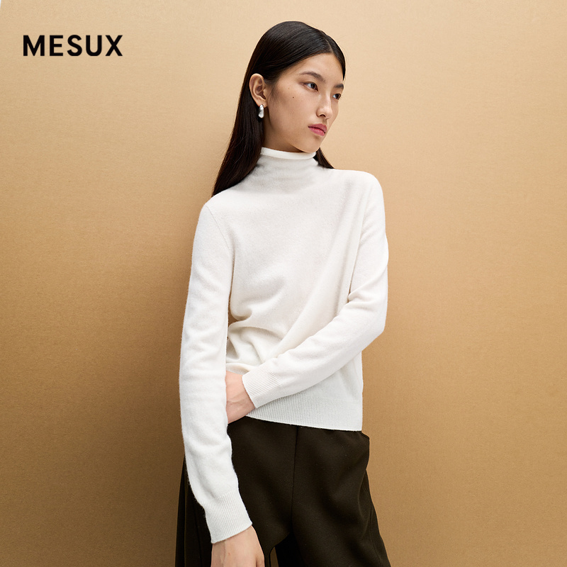 MESUX米岫绵羊毛山羊绒中高领长袖打底针织毛衣女装MMWSE405
