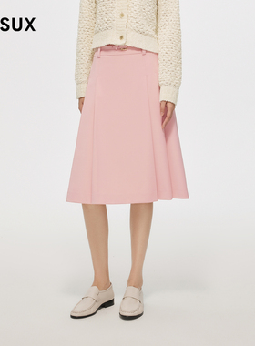 MESUX米岫新品时尚肉粉色设计压褶半裙女MMSUS301