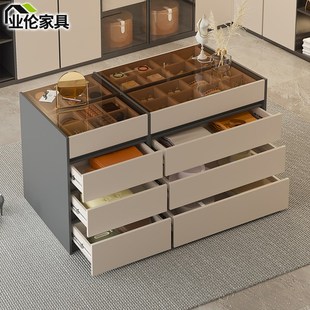 衣帽间中岛柜简约家用岛台斗柜抽屉柜一体首饰展示收纳储物柜3K27