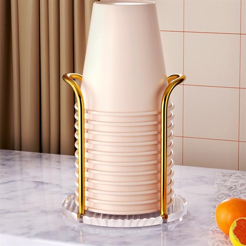 轻奢纸杯架一次性杯子取杯器桌面收纳亚克力茶杯商用水杯置物架子