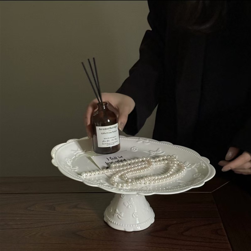 白色陶瓷多层蛋糕架子甜品台展示架茶歇摆台下午茶点心架糖果盘