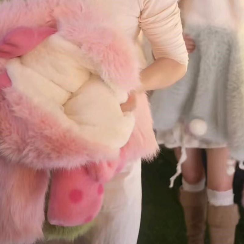 儿童毛茸茸外套2024新款儿童连帽加绒皮草宝宝兔耳朵秋冬加厚棉服