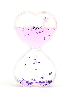 可爱桃心爱心亮片海洋动物漂浮滴油漏亚克力沙漏送同学毕业礼品
